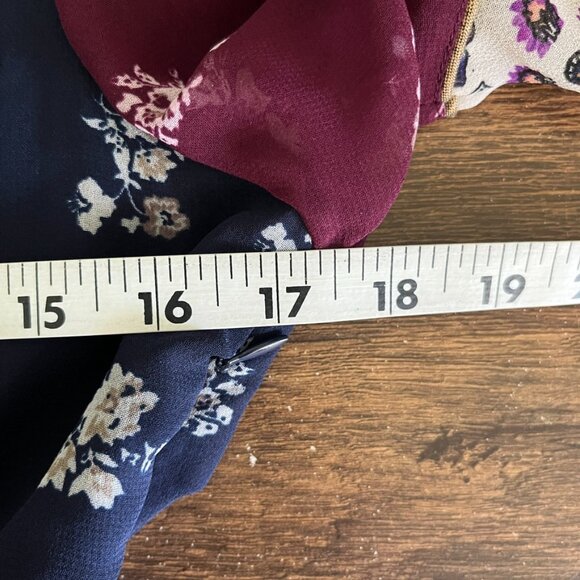 Anthropologie Maeve Dress XS Quartier Latin Burgundy Chiffon Velvet Boho Floral - Picture 13 of 14